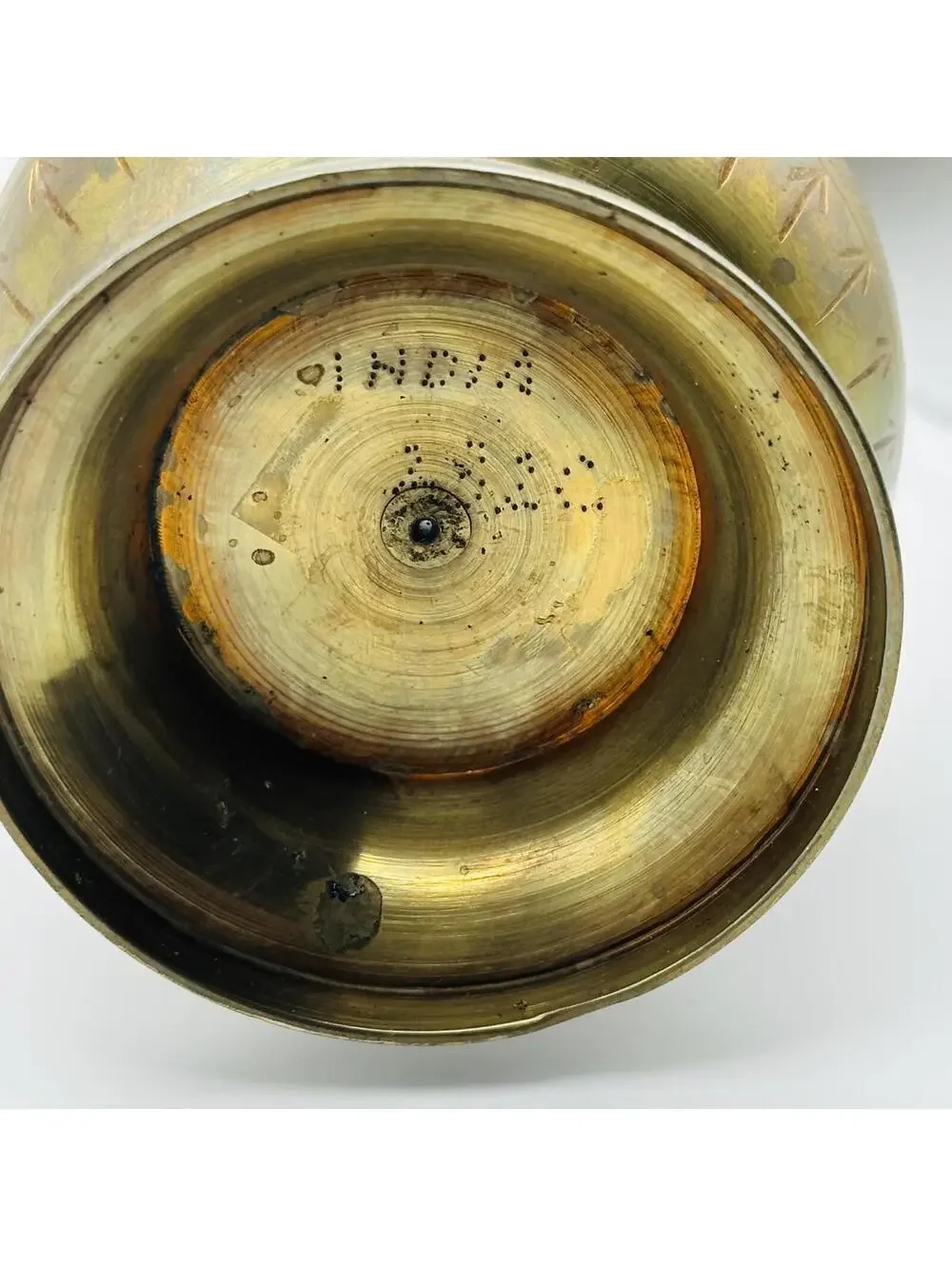 Vintage Decorative Brass Vase with Floral Engraving